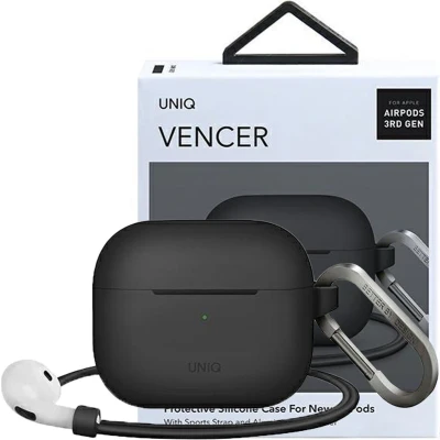 Afbeelding van UNIQ hoesje voor Vencer AirPods 3 gen. Siliconen grijs/houtskool donkergrijs