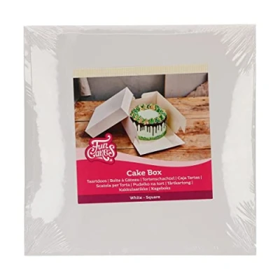 Afbeelding van FunCakes Taartdoos met Zwanenhals en Losse Deksel Vierkant Wit 28x28x15 cm 25 Stuks