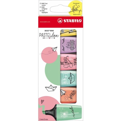 Afbeelding van 6 STABILO BOSS MINI Markeerstiften Pastellove Edition kleuren