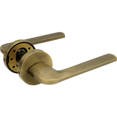 Afbeelding van Deurklink Sofia Met Rond Rozet Antiek Messing