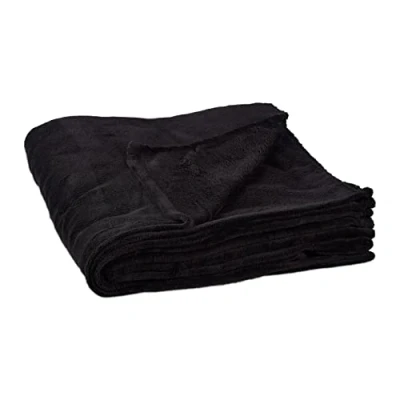 Afbeelding van Relaxdays 2x fleece deken 200x220 cm plaid kleed polyester zwart xxl groot