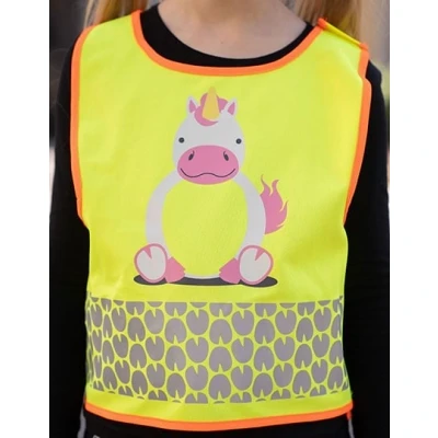 Afbeelding van Korntex Children&#039;s Safety Vest Funtastic Wildlife CO² Neutral KX119K Unicorn Yellow