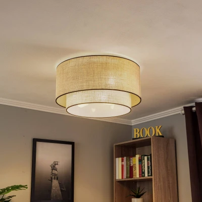 Afbeelding van Euluna plafondlamp Boho jute &amp; zwart, bruin/zwart, Ø60cm