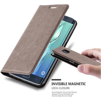 Afbeelding van Cadorabo Hoesje geschikt voor Samsung Galaxy S6 EDGE in KOFFIE BRUIN Beschermhoes met magnetische sluiting, standfunctie en kaartvakje Book Case Cover Etui