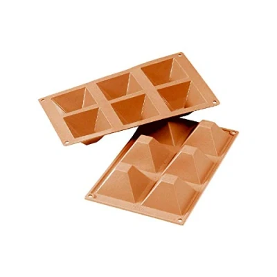 Afbeelding van Silikomart 20.007.00.0060 SF007 bakvorm piramide, 6 holtes, siliconen, terracotta