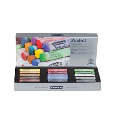 Afbeelding van Schmincke Pastel krijt 15 kleuren, basissortiment 77 215 097, karton met pastelkrijten, handgemaakte pastel, glanzend, fluweelzacht, zeer lichtecht