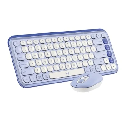 Image de Logitech POP Icon Combo Ensemble clavier et souris sans fil Bluetooth LE QWERTY International US lilas, blanc cassé