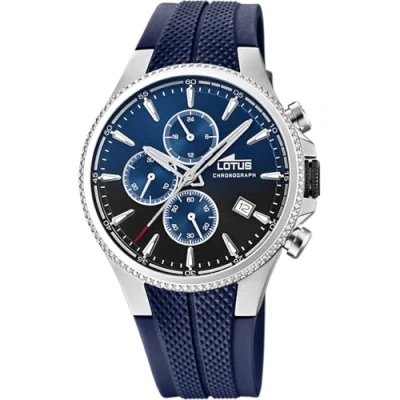Afbeelding van LOTUS Heren horloge 18621/B Chrono Grijs Zilver 316l roestvrijstalen kast Rubber band, Kl blauw, Blauw