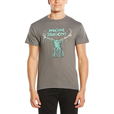 Afbeelding van T shirt # L Grijs uniseks Elk in Stars, (Grijs)
