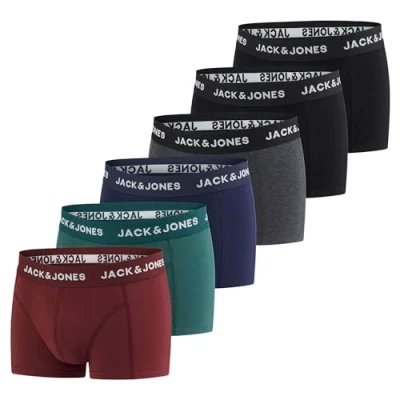 Afbeelding van Jack &amp; Jones Heren Boxershorts Basic Trunks 6 Pack Veelkleurig M Katoenen Ondergoed Onderbroeken