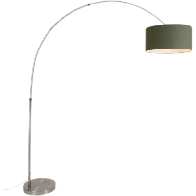 Afbeelding van QAZQA Satin Moderne Staande booglamp 1 lichts H 2200 mm Groen Woonkamer Slaapkamer Keuken