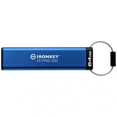 Afbeelding van Kingston IronKey Keypad 200 USB stick Retail 64 GB Blauw IKKP200/64GB 3.2 Gen 1 (USB 3.0)