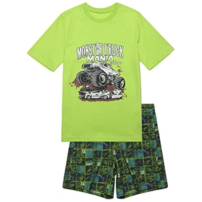 Afbeelding van Korte pyjama voor jongens, zachte single jersey van 100% katoen en bermudabroek, Groen