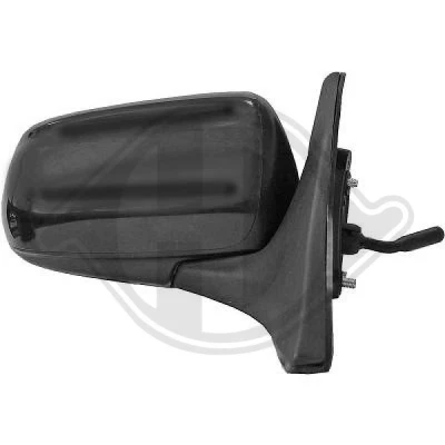 Afbeelding van Buitenspiegel Diederichs 5617024 rechts Zwart Korrelig Bol vormig, voor manuele spiegelverstelling, Complete spiegel, Instellen: kabel MAZDA: 323 F 6