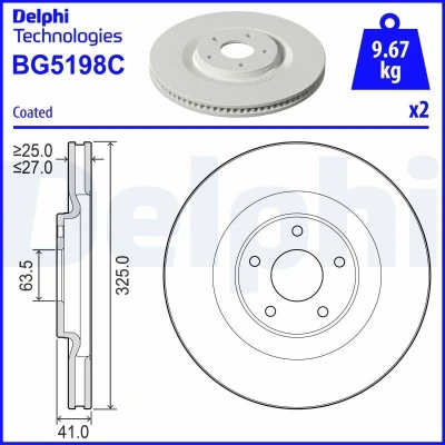 Afbeelding van Delphi Diesel Remschijven BG5198C