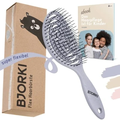 Afbeelding van BJORKI® Haarborstel voor kinderen zonder trekken met educatieve borstels 1 x professionele ontwarrende borstel flexibele spiraalveer, onze tegen knopen