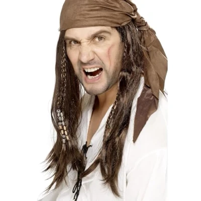 Afbeelding van Smiffys Buccaneer Pirate Pruik Bruin