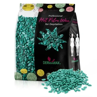 Afbeelding van 500 g Dermawax azuleen waxparels met kokosolie, was zonder strepen, transparante folie, volledige ontharing van het lichaam, hoogwaardige Braziliaanse (0,5 kg)