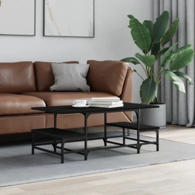 Afbeelding van Salontafel 100x50,5x40 cm bewerkt hout zwart
