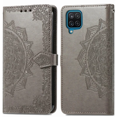 Afbeelding van iMoshion Hoesje Met Pasjeshouder Geschikt voor Samsung Galaxy A12 Mandala Bookcase Grijs