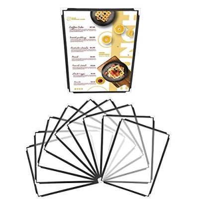 Afbeelding van Belle Vous Menubescherming A5 (10 stuks) restaurantmenuhouder 1 pagina dubbelzijdig Amerikaanse stijl zwarte menutas met beschermhoeken kaartbescherming voor restaurants, bars, cafés, dranken