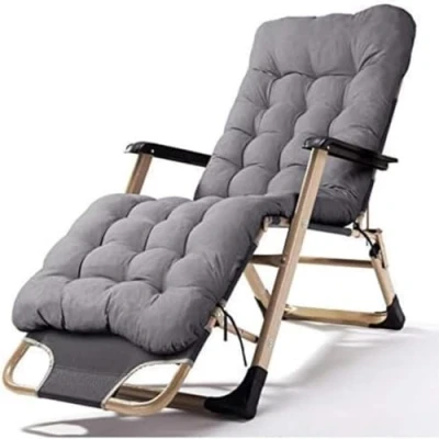 Afbeelding van KYMMPL Coussin Pour chaise longue avec attaches Antidérapant intérieur et extérieur Doux banc de jardin quatre saisons (gris, 170 x 50 cm)