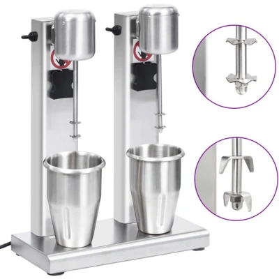 Afbeelding van Milkshake mixer met dubbele bekers roestvrij staal 2 L