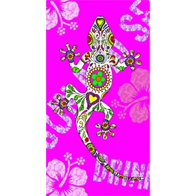 Afbeelding van Miracle Home 15090 Microvezel strandhanddoek, hagedis, 75 x 145 cm, 100% polyester, roze