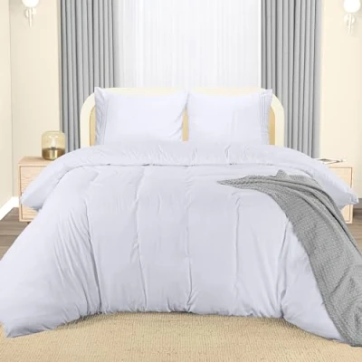 Afbeelding van Utopia Bedding Dekbedovertrekset Microvezel polyester dekbedovertrek 220 x 240 cm + 2 geborduurde kussenslopen 65 wit