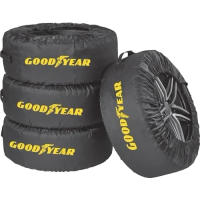 Afbeelding van GOODYEAR 4 stuks 600D polyester bandenzakken voor transport, bandenopslag, UV bescherming, waterafstotend, zwart