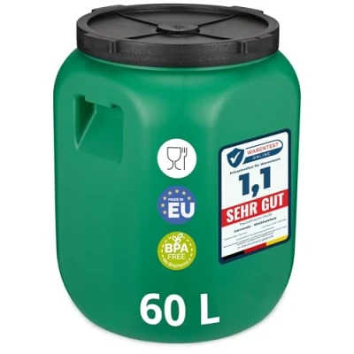 Afbeelding van Garronda 60L Kunststof Trommel Met Deksel Vat HDPE Voedselvat Tuin Hobbock Groen GD DOL Barrel Green