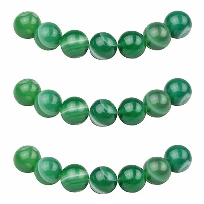 Afbeelding van MJDCB 45 stuks 8 mm kralen om te rijgen, groene gestreepte agaat, halfedelstenen, ronde kralen, natuurlijke losse voor het maken van sieraden, armbanden, halskettingen