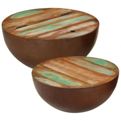 Afbeelding van vidaXL Salontafels 2 st rond massief gerecycled hout