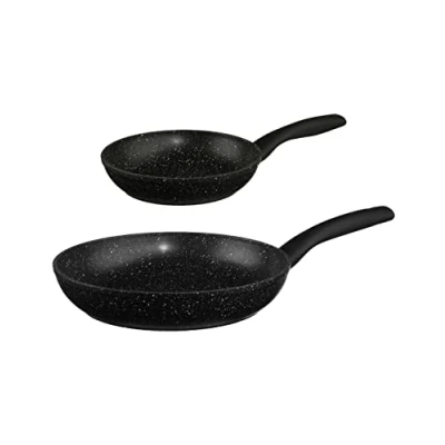 Afbeelding van Secret de Gourmet Koekenpannen set 2x Alle kookplaat/warmtebronnen Zwart Dia 20 en 26 cm