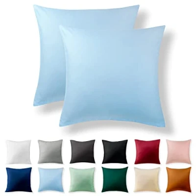 Afbeelding van Alreya Renforcé kussensloop, set van 2, 100% katoen, 60 x cm, met YKK ritssluiting, hypoallergeen, zonder chemicaliën, lichtblauw