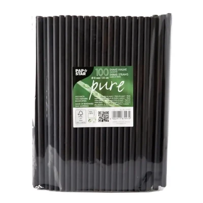 Afbeelding van Milkshake Rietjes Papier Zwart &quot;Pure&quot; Ø 8 x 250mm
