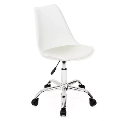 Image de Chaise de bureau scandinave SARA blanche à roulettes