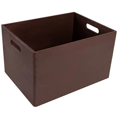 Afbeelding van Creative Deco XXL Grote Houten Doos Kist Bruin 39 x 29 23 cm met Handgrepen Kerst, Kerstmis Cadeau