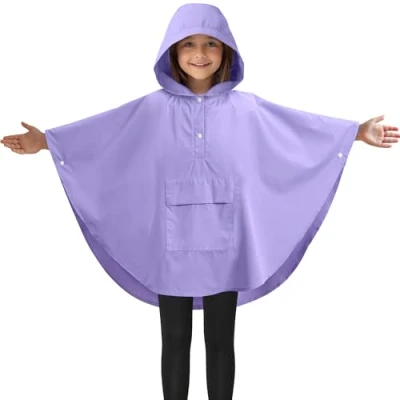 Afbeelding van JEMIDI unisex regenjas kind Van 11 tot 15 jaar kleur veranderende regenponcho Fietsponcho met draagtas Waterdicht en ademend Paars