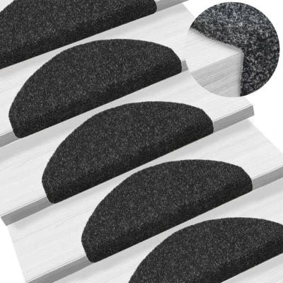 Afbeelding van Trapmatten zelfklevend 10 st 65x21x4 cm naaldvilt zwart