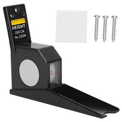 Afbeelding van 2 m meter hoogte meetlint, intrekbaar meetlint liniaal metaal meetinstrument gereedschap voor kinderen volwassenen (zwart)
