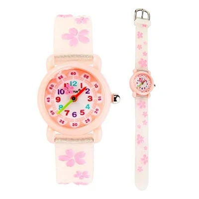 Afbeelding van Horloge voor peuter/kinderen/kids,3D Leuk Cartoon Siliconen Bandje, Horloges, Tijd, Leraar Geschenken, Horloges Kinderen, Meisjes, Peuters, Witte Sakura