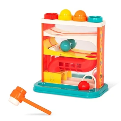 Afbeelding van B. toys Slagspeelgoed, 4 kleurrijke ballen en hamer, Pound &amp; Play, educatief speelgoed voor peuters, kinderen, Whacky Ball vanaf 12 maanden