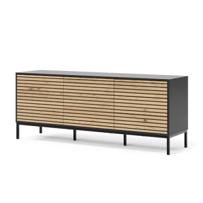 Afbeelding van Vicco ElizaLadekast 150 x 60 cm met 3 laden Zwart/eiken