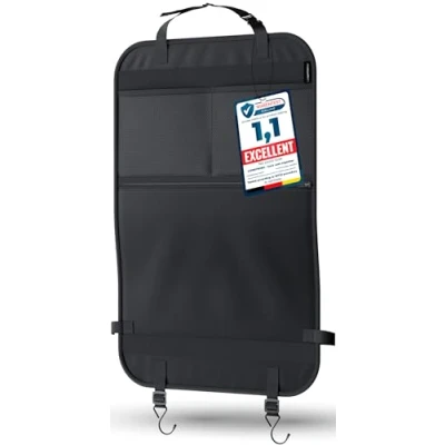 Afbeelding van LIONSTRONG® Achterbank organizer voor kinderen, zwart, waterdicht, autorugleuningbescherming universele compatibiliteit, autostoel organizer, stoelbescherming