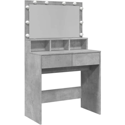 Afbeelding van vidaXL Kaptafel met LED 80x41x134,5 cm betongrijs