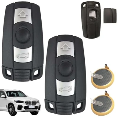 Afbeelding van Set van 2 autosleutelbehuizing met x LIR2025 batterijen, compatibel BMW Serie 1, 3, 5, 6, X1, X5