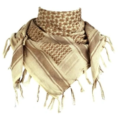 Image de FREE SOLDIER Foulard 100% Coton écharpe Militaire Shemagh Tactique désert Keffiyeh avec Tassel 43 x Pouces, Kaki, 110 cm