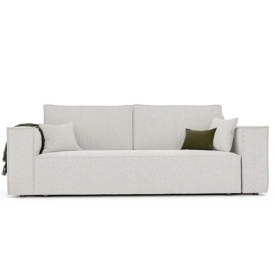 Afbeelding van GREKPOL slaapbank met bedlade, 255 x 105 cm, beige geknoopt, bank slaapfunctie, 3 zitsbank, woonkamerbank,