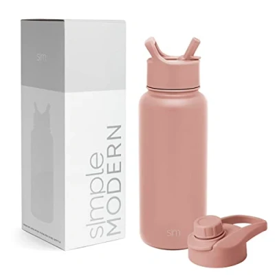 Image de Simple Modern Bouteille d&#039;eau avec paille et couvercle à bec isotherme en acier inoxydable pour salle de sport Collection Summit 950 ml Mauve Me